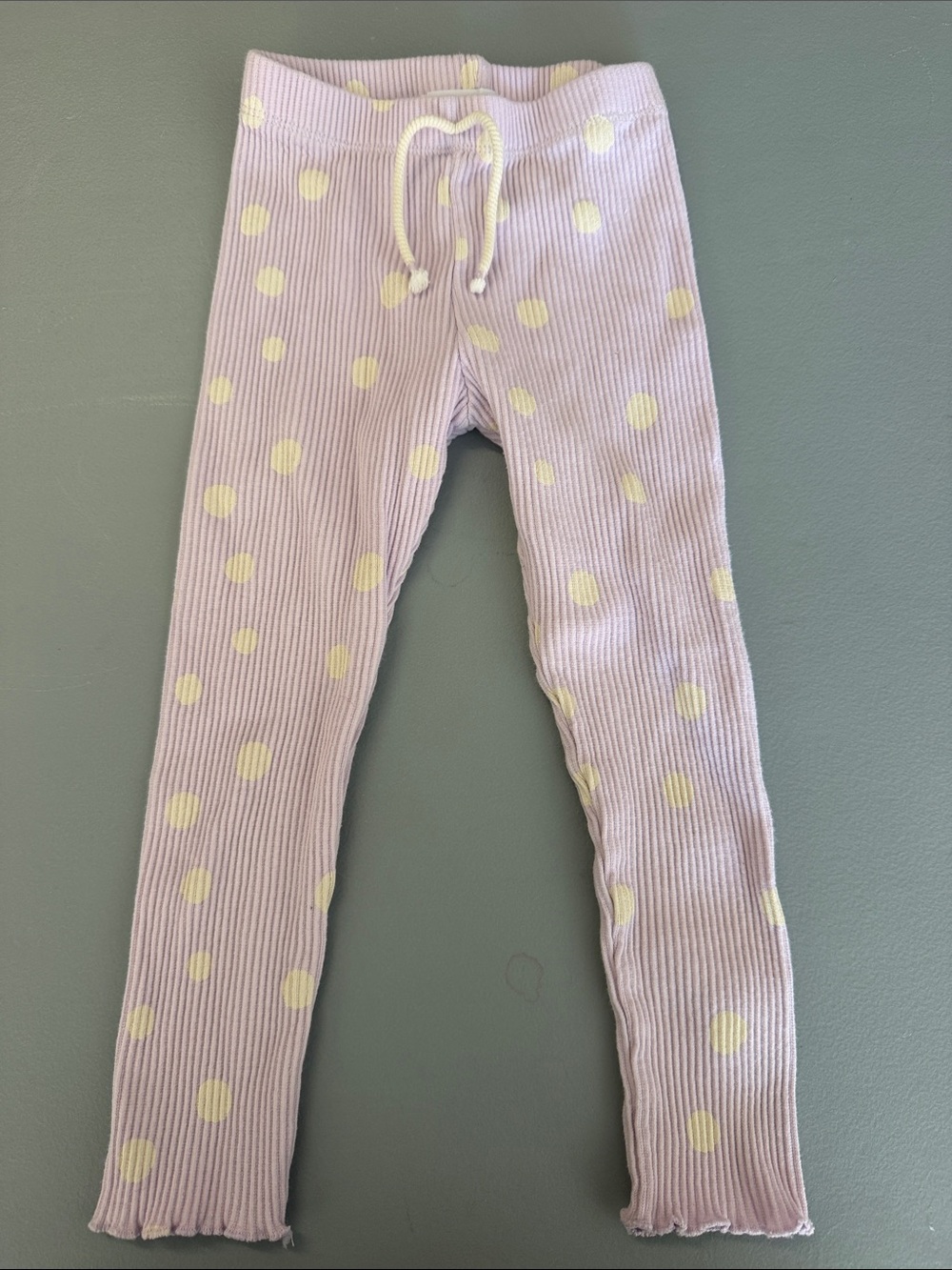 Zara Lavender Ribbed Polka Dot Pajama Bottoms - Yellow Dots